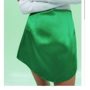 Zara Green Satin Mini Skirt